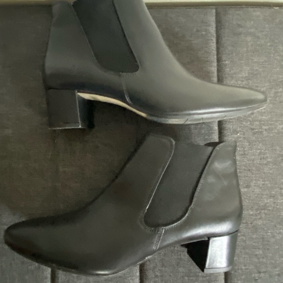 Paul Green Black Leather Chelsea Style Office Casual Ankle Heel Boots-Sz-5 1/2 - Picture 3 of 16